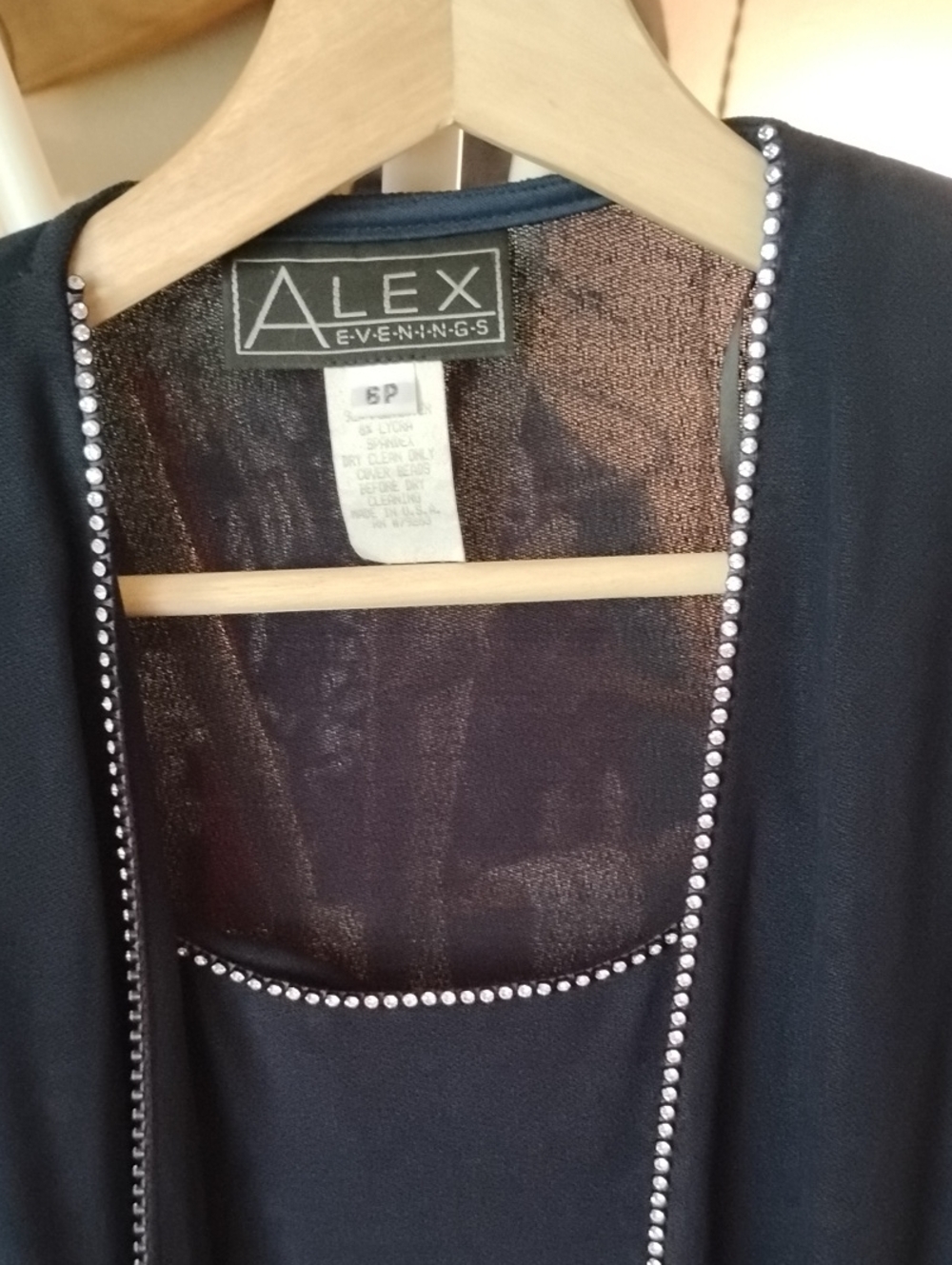 Alex Evenings-Nordstrom Dark Navy Maxi Dress& Cover With Diamond Detailing - Picture 7 of 12